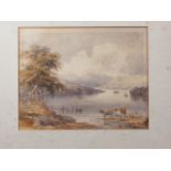 John Varley: a pair of watercolour sketches, landscapes with river, mountains and harvest, 7" x 9