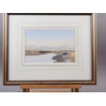 Godfrey Sayers: watercolours, "Blakeney Point in June", 6 1/2" x 9 3/4", in wash line mount and gilt