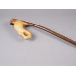 A shepherd's crook, formed as a bird's head, 54 1/2" long