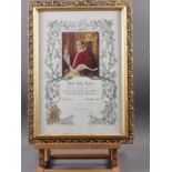 An Apostolic Benediction Certificate, dated 1950, in gilt pierced frame, and an engraving of Lady