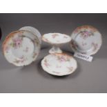 A French porcelain floral decorated dessert service