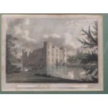 A print of Shirburn Castle, in gilt strip frame, a coloured interior view of Ranelagh Gardens, in
