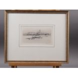 William Walcot: a signed etching, "The Thames from Waterloo", 3 3/4" x 7", in gilt strip frame