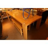 A Karel Minjens modern light oak rectangular dining table, on square supports, 89" long x 36 3/4"