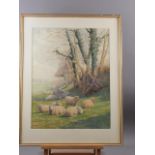 William Sidney Cooper, 1913: "At Spenley Park, Kent", landscape with sheep, 20" x 15 1/2", in gilt