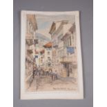 Charles Eddowes Turner: watercolour over pencil, "Rua dos Murcas Funchal", 13 3/4" x 9 1/4",