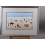 Robert Littleford FRSA BWS, '89: watercolours, beach scene, 9 3/4" x 15 1/4", in silvered frame
