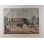 C Hunt & W Summers: an early 19th century hand-coloured aquatint, "The Enterprise" steam omnibus, in