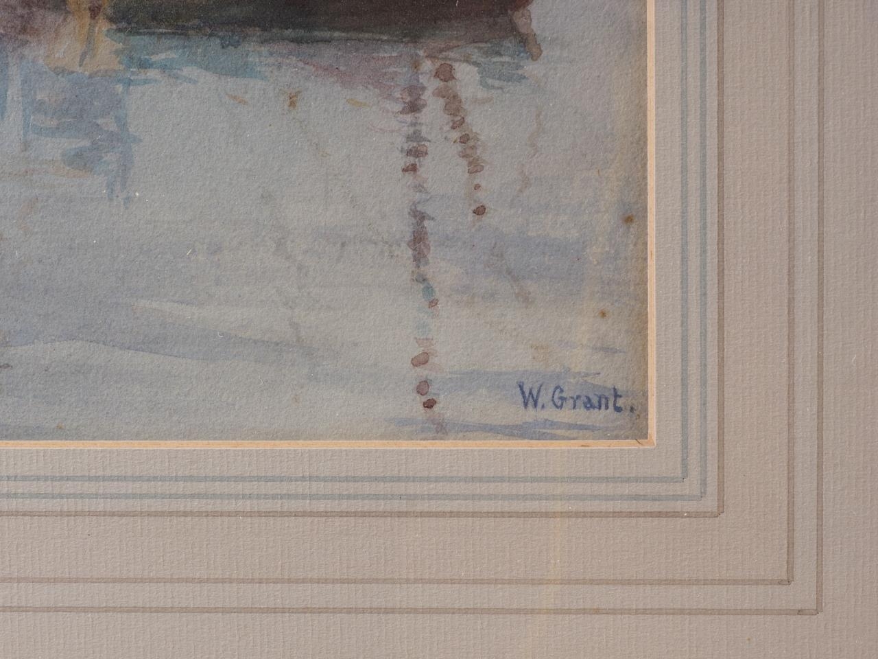 W Grant: a pair of early 20th century watercolours, harbour scenes, 13" x 9", in wash line mount and - Image 3 of 5