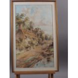 A Storie: watercolours, "Neston, Cheshire", 19" x 11 1/4", in gilt strip frame, and Mary Cobley: