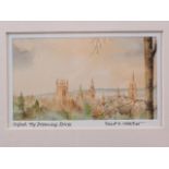 Philip E Martin: a colour print, "Oxford, the dreaming spires", in gilt frame, and Neil Simone: a