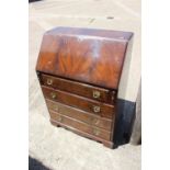 A mahogany fall front bureau, fitted four long graduated drawers, 28" wide, and a mahogany telephone