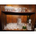 Two sets of six Royal Doulton cut glass pedestal drinking glasses, a pair of Edinburgh Crystal