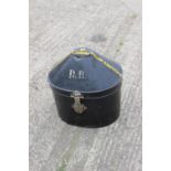An Allibhoy Vallijee & Sons British Army Service Corps Home Service metal helmet box, 16 1/2" high