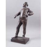 F Sicart: a late 19th century bronze figure of a fencer, with E Gruet Jeune foundry mark to base, 14