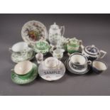 An Aynsley bone china part teaset, decorated clovers, a Davenport part teaset, decorated floral
