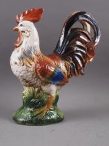 A crackle glazed model of a cockerel, 16" high