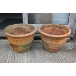 A pair of terracotta garden pots, 20" dia x 15" high approx