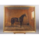 J Matthews: early 19th century study of a horse and a loose box, "Simonian", 24 1/2" x 29 1/2", in