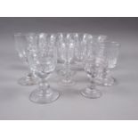 A set of five 19th century cut glass dwarf ales and other 19th century faceted glasses, various
