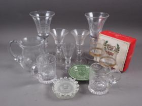 A pair of 1911 commemorative clear glass goblets, 6 3/4" high, a similar pair of 1953