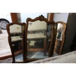 A gilt framed triple plate toilet mirror, centre 20" wide