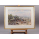 C Brooke Branwhite: watercolours, "In Oystermouth Bay, South Wales", 11 1/4" x 16 3/4", in gilt