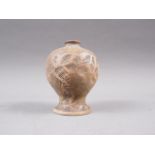 A Martin Bros baluster brown and green underglazed vase with scratched decoration, 3" high