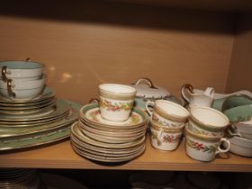 An Aynsley "Sherwood" pattern part dinner service (damages) and an Edwardian part teaset