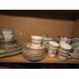 An Aynsley "Sherwood" pattern part dinner service (damages) and an Edwardian part teaset