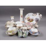 A quantity of mostly Continental china, including a Meissen shaped cabinet plate with central