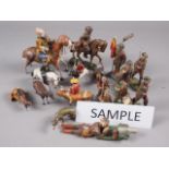 Nine Belgian painted toy soldiers, mounted figure 4" high, and a quantity of Chinese figures