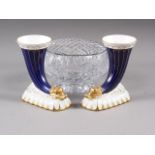 A pair of Coalport cornucopias, 6 1/4" high, and a cut glass bowl, 4 1/2" high