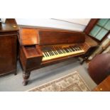 A John Broadwood mahogany and banded square piano, on turned supports, 68" wide x 25 1/2" deep x 30"