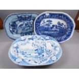 A Copeland Spode "Tower" pattern platter, 18 3/4" wide, a Chinese style blue and white platter