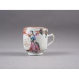 An 18th century Chinese coffee cup with figure, initial and floral decoration 2 1/2"h
