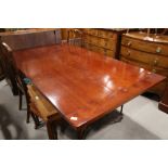 A cherrywood planked top refectory table, on wrought iron support, 72" x 40" x 29 1/2" high