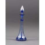 A Victorian overlaid blue and clear glass scent bottle, 11" high