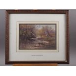 Georgina M de L'Aubinere: watercolours, river scene with children, 6 1/2" x 9 3/4", in wash line