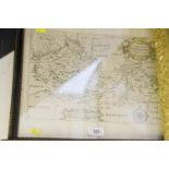 A Saxton map of Berkshire, coloured boundaries, 9 1/2" x 13", in black and gilt frame