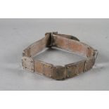 A leather and silver mounted dog collar, 25 1/2" long overall