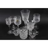 Six custard glasses, cut ovals, a set of six similar champagne glasses and other drinking glasses