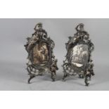 A pair of copper Rococo style photograph frames, 13 1/2" high x 7 1/2" wide