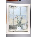 Y de Velleneuve: a pair of colour prints, flowers in beach window and a botanical study, in strip
