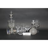 A collection of modern table glass, various, and two decanters