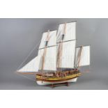 A Nauticalia wooden scale model of a fully rigged privateer lugger, 26" high