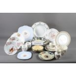 An assortment of tea plates, dinner plates, bowls, teacups, etc, including Royal Worcester "Delecta"