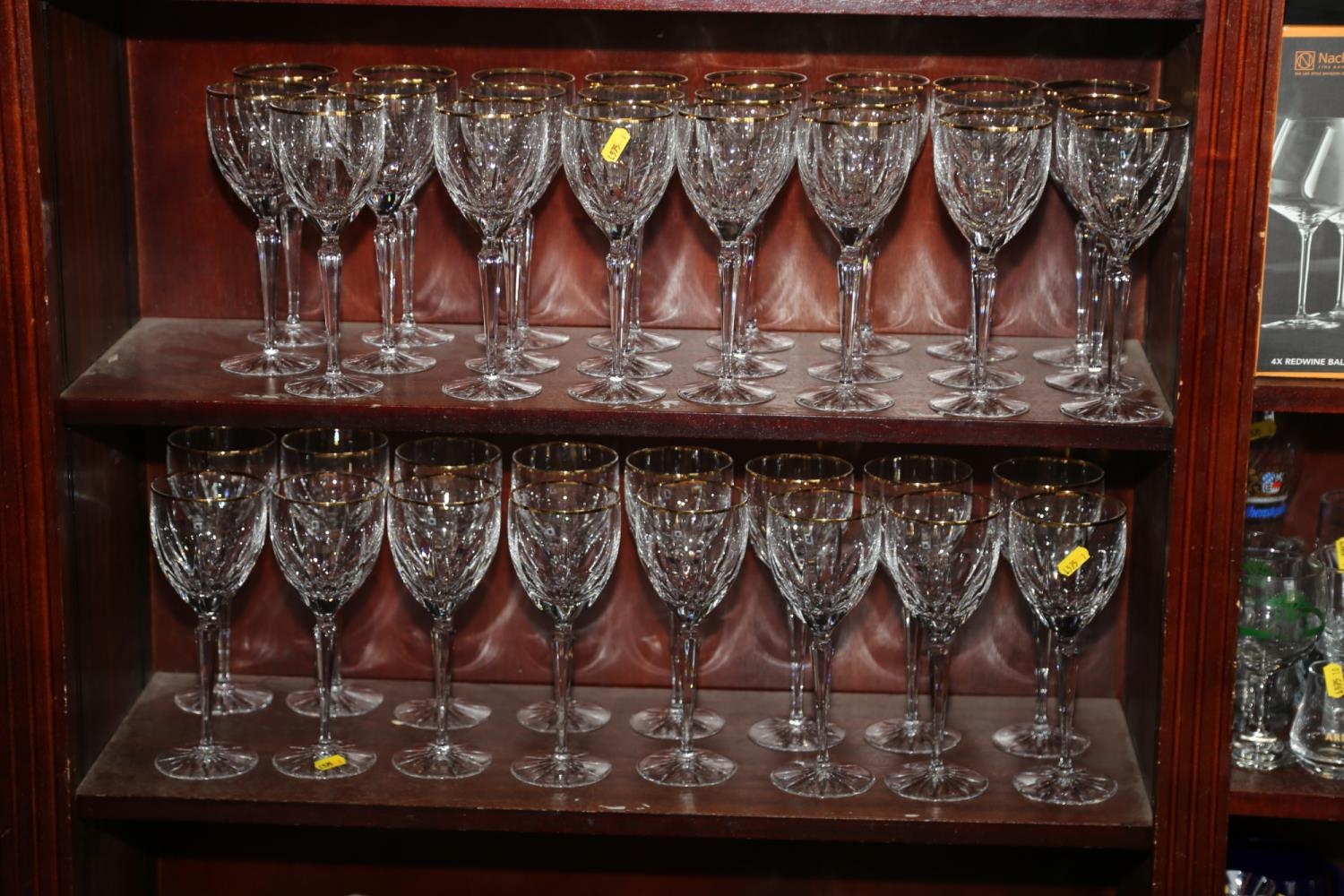 A Gorham cut and gilt glass part table service of twenty-three white and sixteen red wine glasses, - Bild 2 aus 2