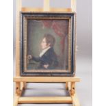 Sydney Evans: an early 19th century Naive school oil on canvas portrait of Sheffield Grace, 9 1/4" x