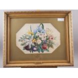 A I Withers: watercolours, still life of spring flowers, 10 1/4" x 15 1/4", in octagonal gilt